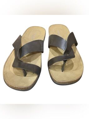 Rockport Brown Leather Twist-Toe Slide Sandals shelf pull new US women’s 9.5